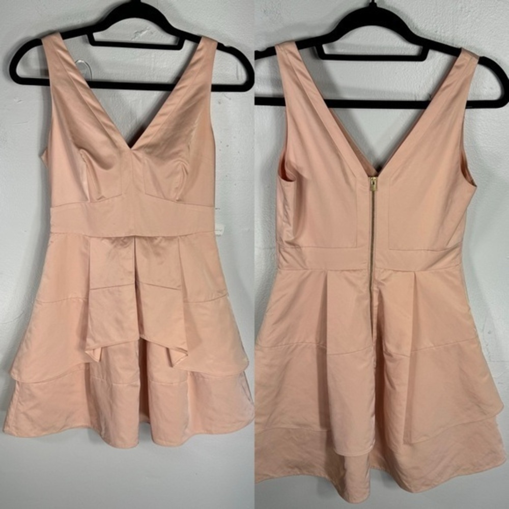 Banana republic pink party dress mini layered structured sleeveless sz0 blush